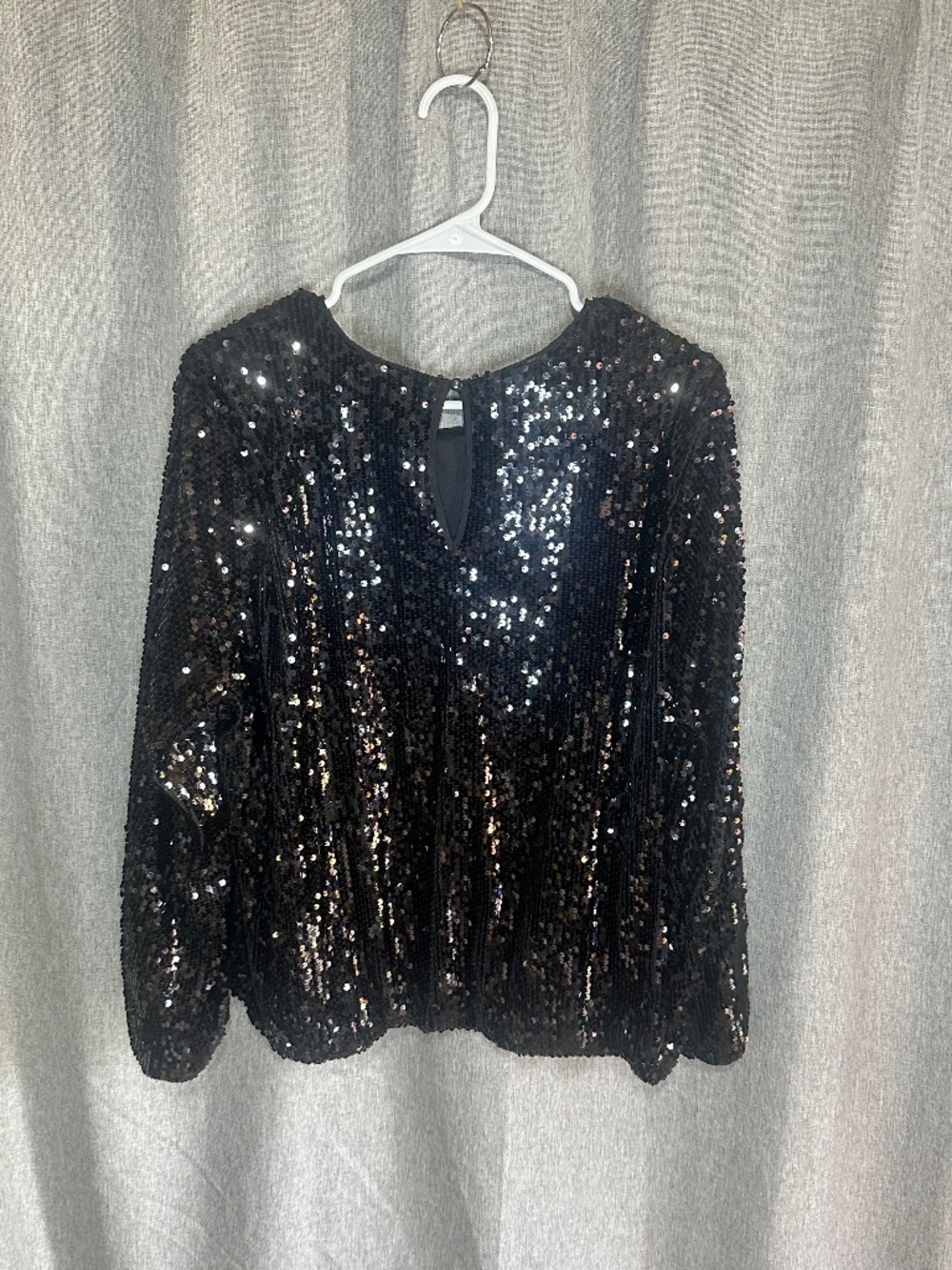 Simply Vera Vera Wang Black Sequin Long Sleeve Blouse XL